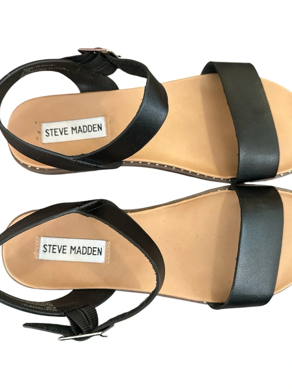 Steve Madden Tesa Slingback Flat Sandals Black Studded Trim | Size 6.5
